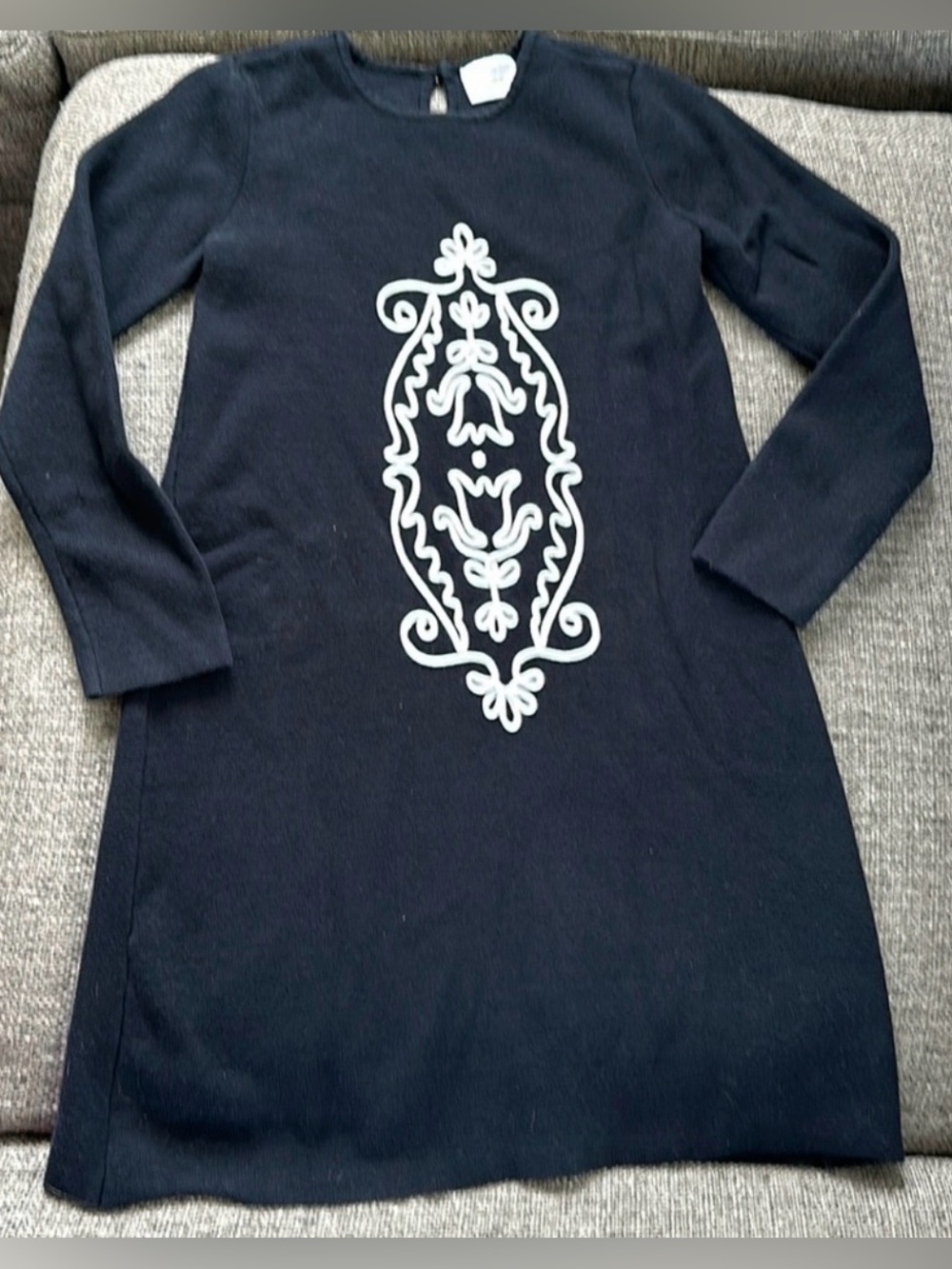 Hanna Andersson Milano Knit Embroidered Sweater Dress Black Size 130 US 8